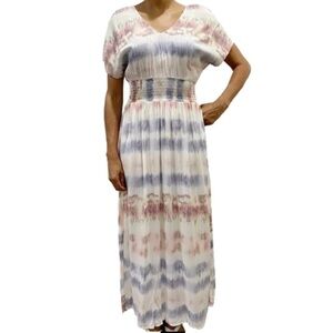 BEBOP Be You Be Free Maxi Dress Dolman Sleeve Pastel Tie Dye Women Size L